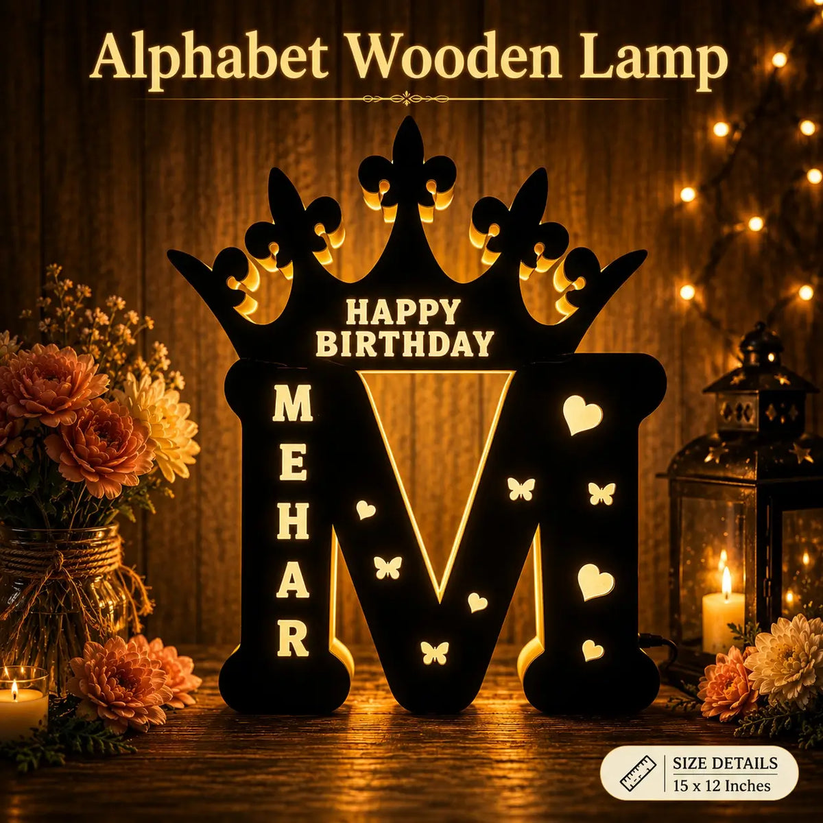 Wooden LED Alphabet Lamp