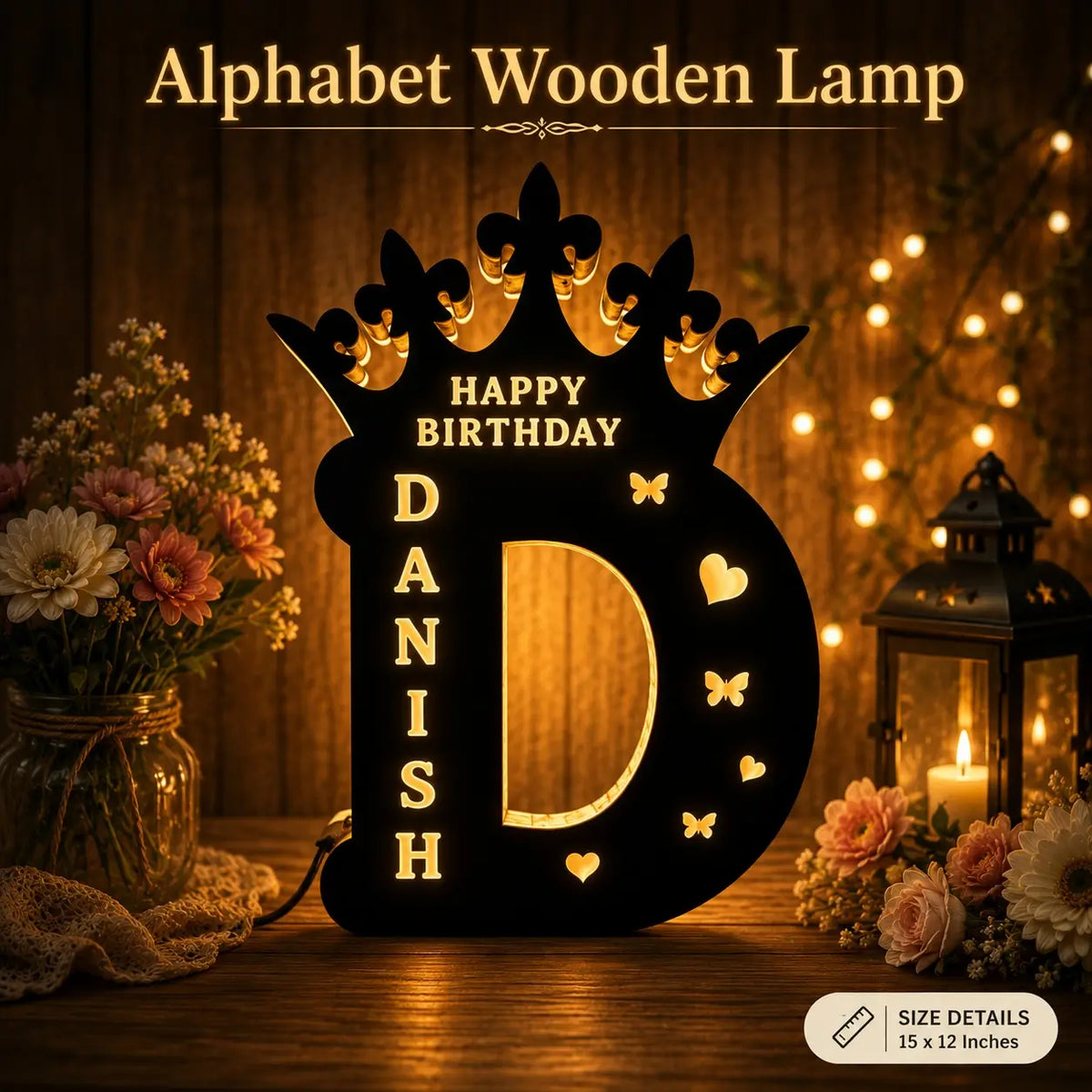 Wooden LED Alphabet Lamp