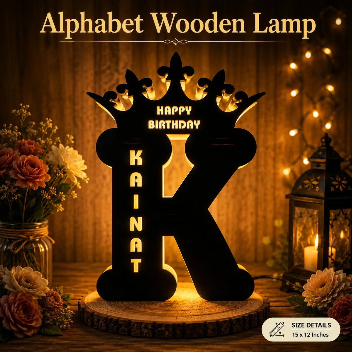 Wooden LED Alphabet Lamp